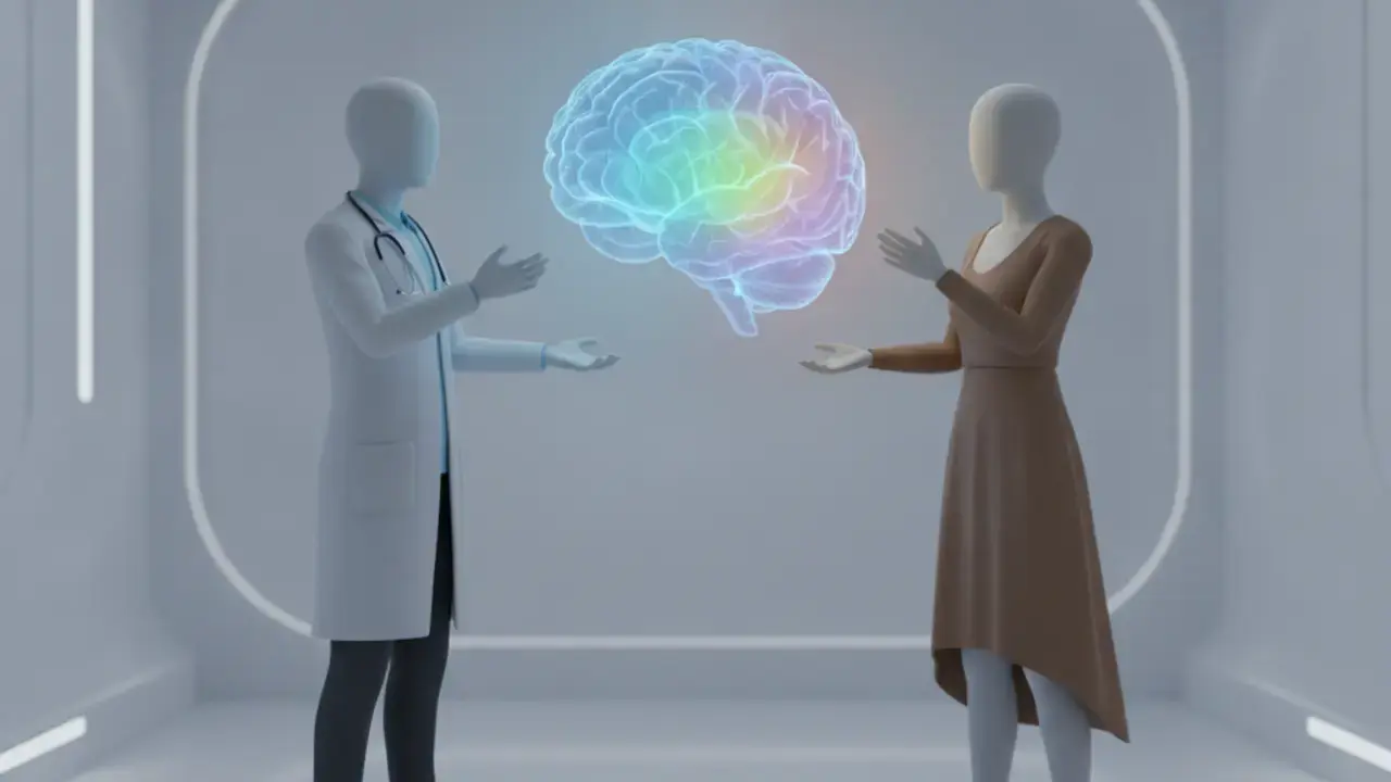 Psiquiatra e psicólogo trabalhando juntos em uma avaliação diagnóstica integrada para saúde mental.